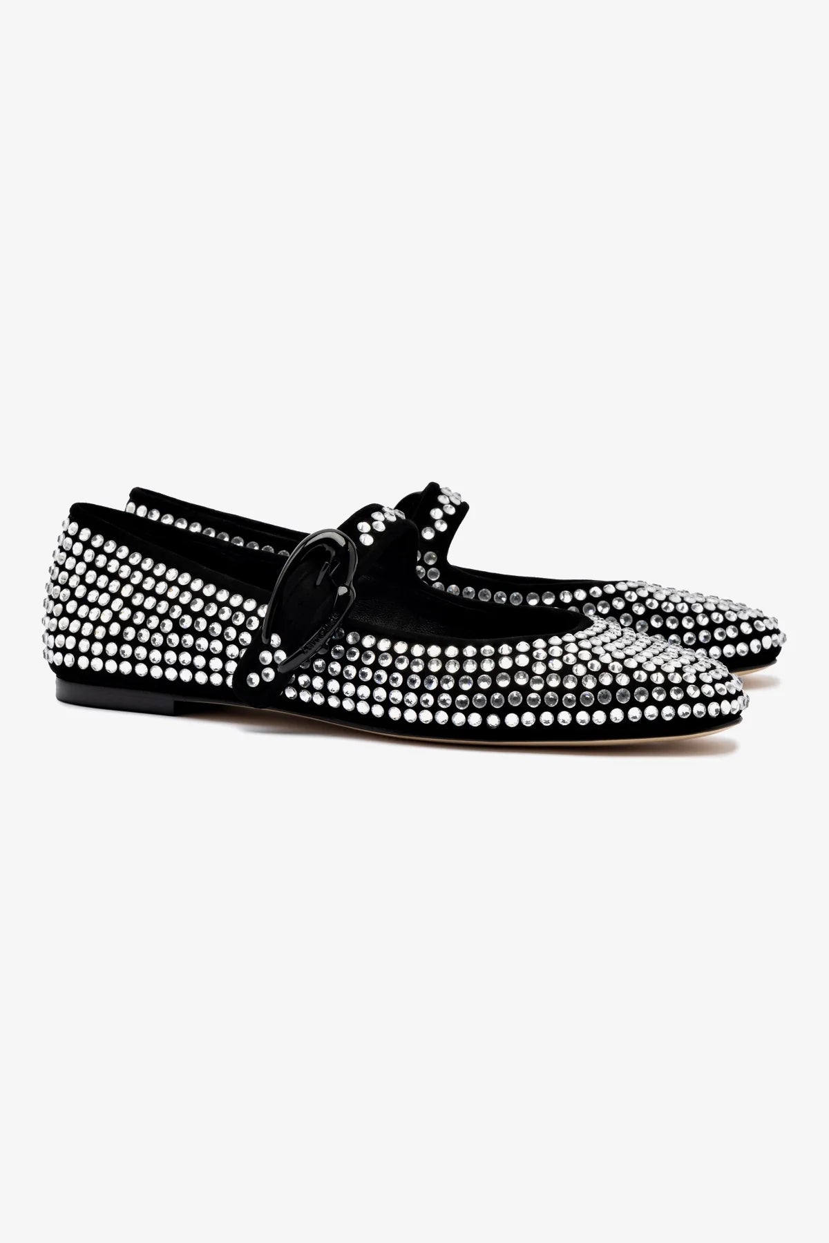 Verona Black Suede Ballet Flats with Crystal Accents - Elegant & Comfortable Shoes for Women, Perfect for Work, Parties & Casual Wear