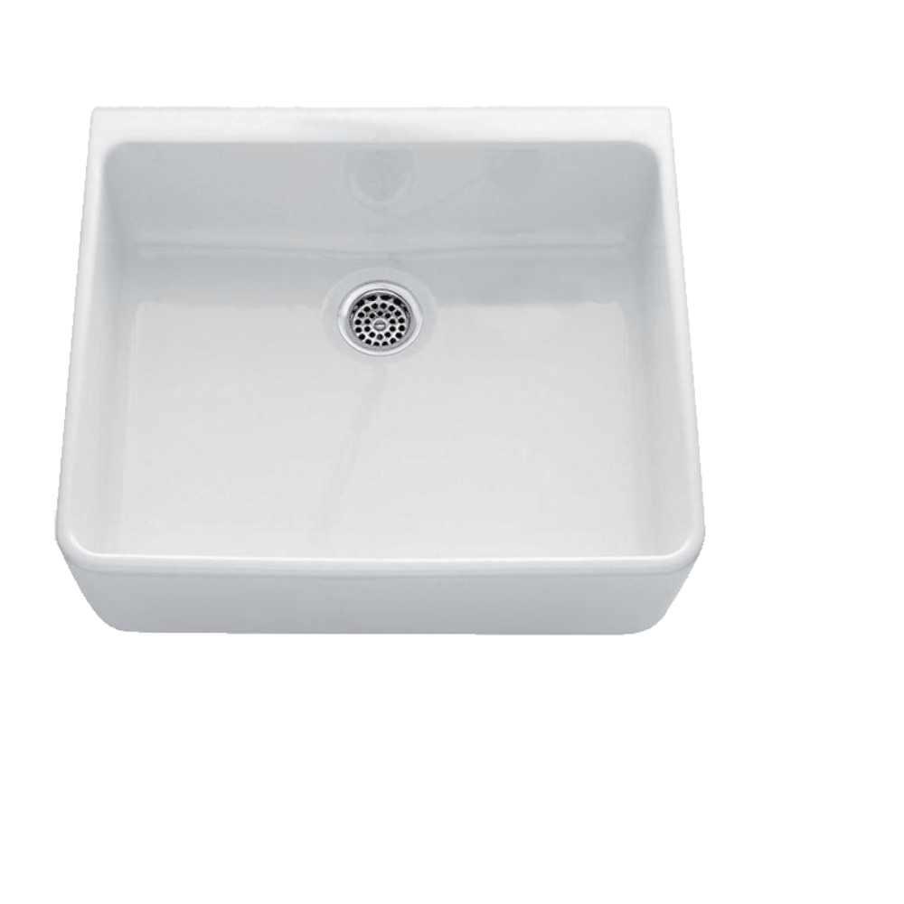 Abey Chambord Clotaire Single Bowl Fireclay Kitchen Sink 500x500x200mm White - Durable Farmhouse Sink for Modern Kitchens, Bathrooms & Laundry Rooms