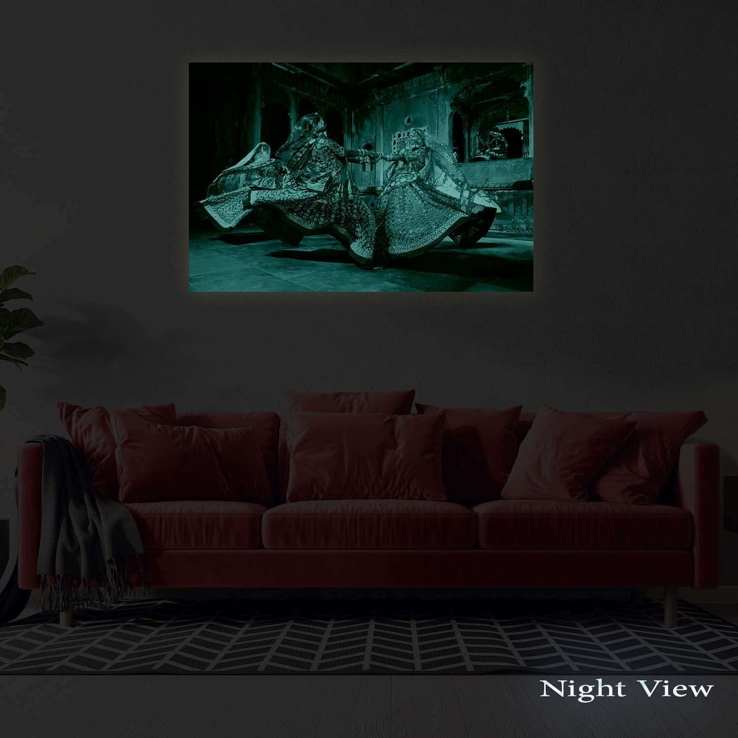 Startonight Indian Dance Canvas Wall Art - 24x36 Inch Framed Print for Bedroom Decor, Modern Luminous Home Wall Artwork | Perfect for Living Room, Bedroom & Office Decor