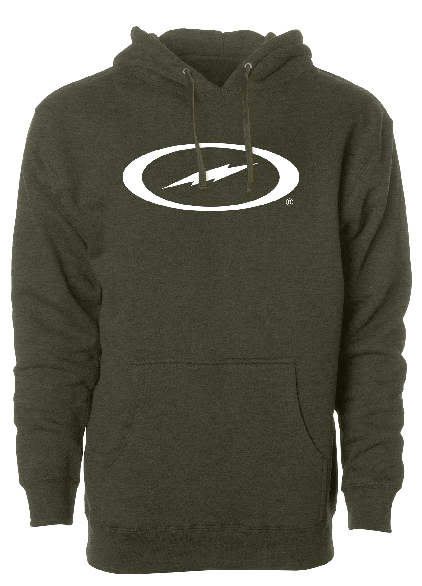 Storm Oval Bolt Logo Hoodie for Men & Women - White Cotton Pullover Sweatshirt with Front Pocket | Casual Streetwear, Gym, Outdoor Activities