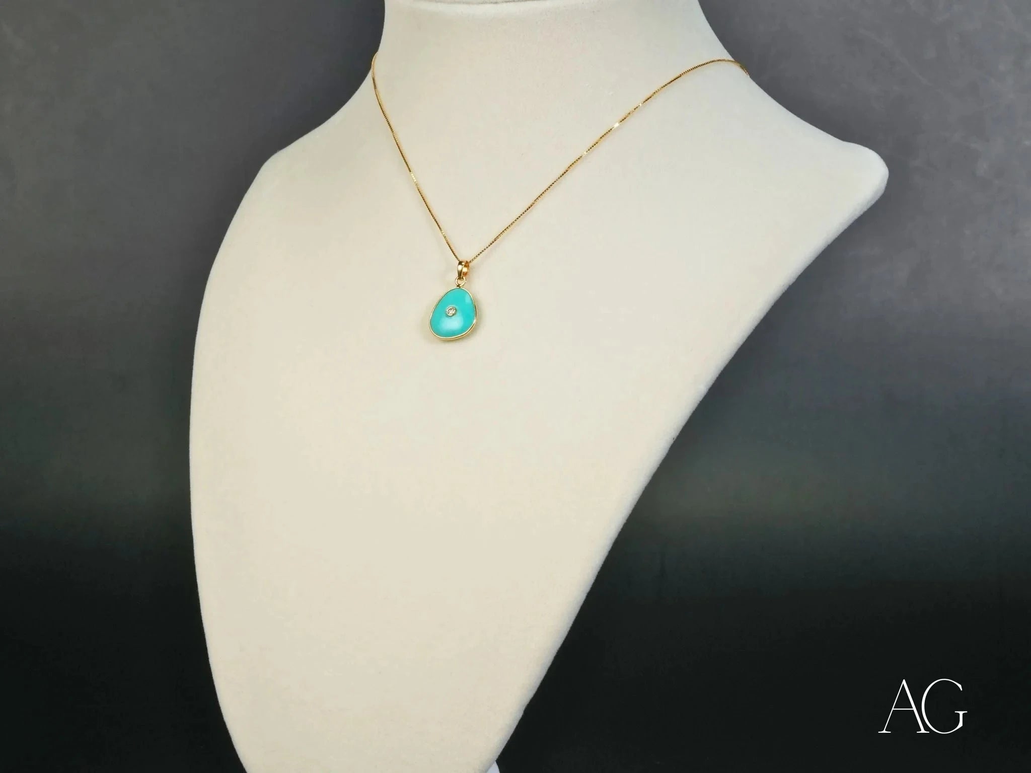 Turquoise Spark: Elegant Turquoise & Diamond Pendant Necklace for Women | Perfect for Weddings, Anniversaries & Special Occasions