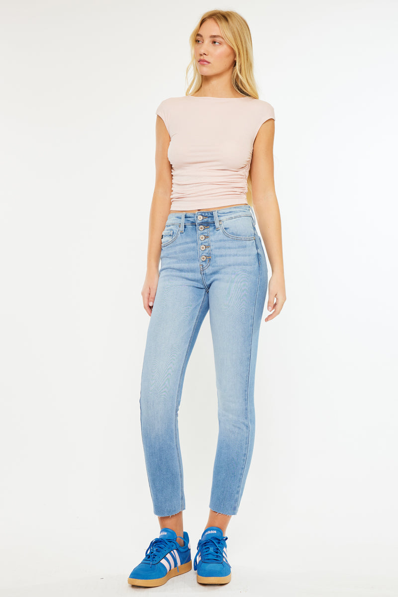 Priscilla Women's High Rise Slim Straight Leg Jeans - Stretchy Denim Pants for Casual & Office Wear | Comfortable & Flattering Fit for Everyday Style