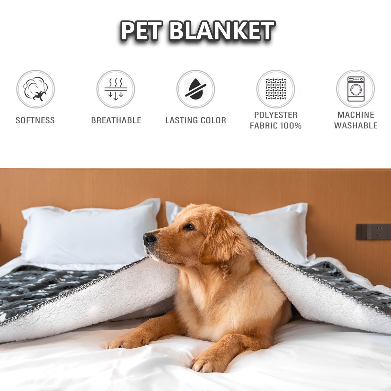 Waterproof Dog Blanket - Soft Washable Pet Blanket for Dogs & Cats - Home & Travel Use