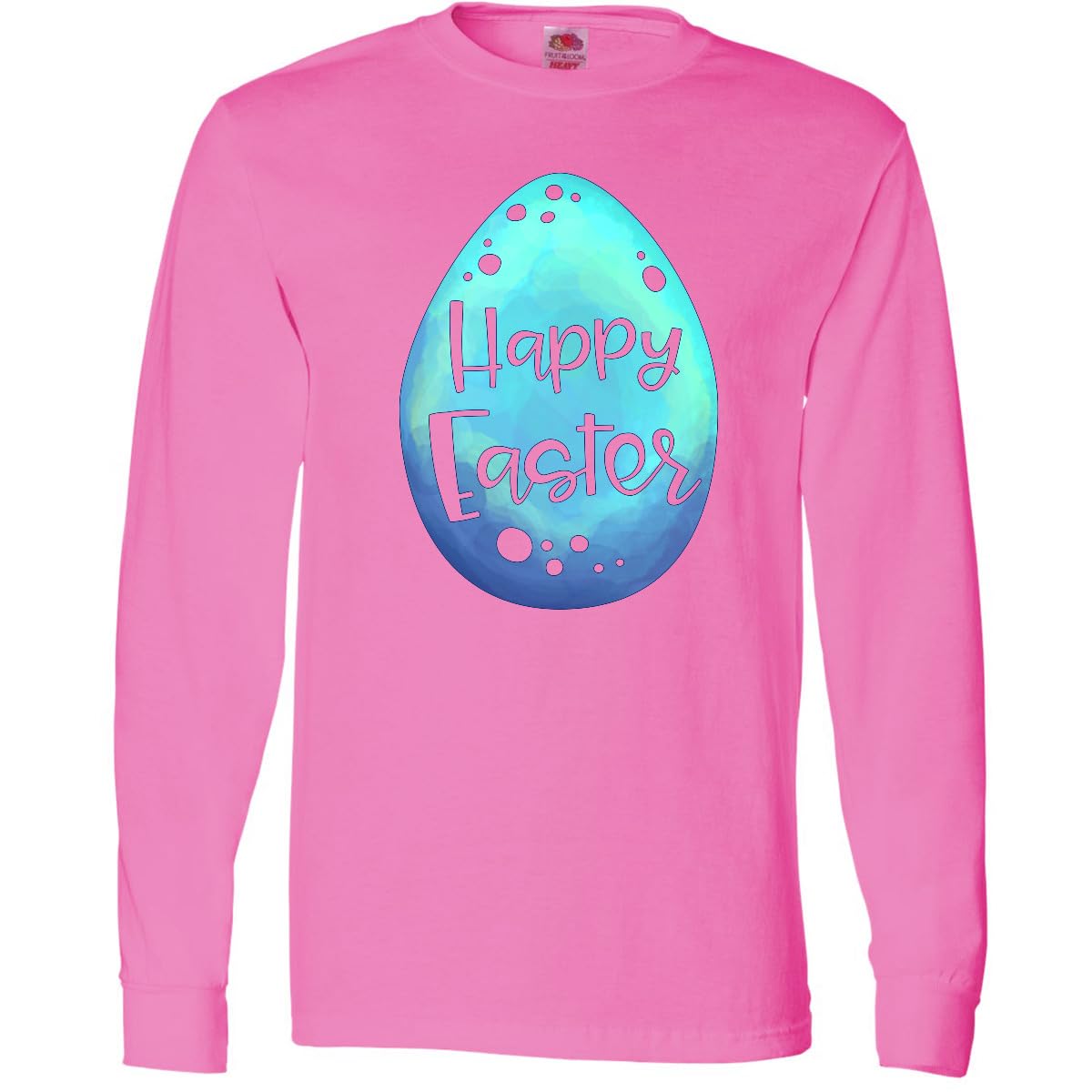 Inktastic Happy Easter Blue Easter Egg Design Adult Long Sleeve T-Shirt - Perfect for Easter Celebrations, Spring Parties & Holiday Gifts