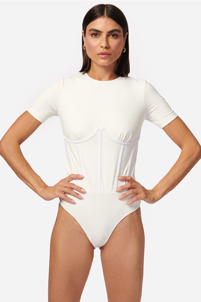 Cami NYC Xenia Bodysuit for Women - White Seamless Stretch Bodysuit Top | Perfect for Layering, Night Out, and Everyday Wear