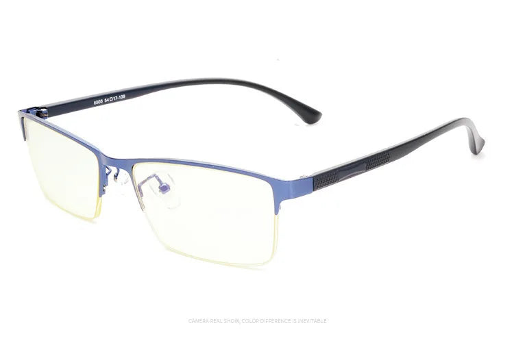 Brightzone Unisex Semi-Rim Square Alloy Eyeglasses Frame 48803 - Lightweight & Durable for Work, Reading & Fashion