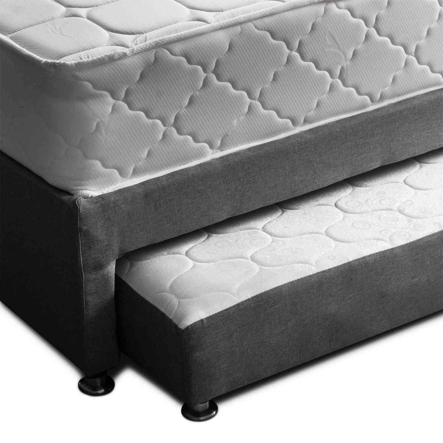 Dreamer Grey Platform Bed Frame & Mattress Combo - 140cm Double Size Rectangular with 2 Pillows | Perfect for Modern Bedrooms, Guest Rooms & Small Spaces
