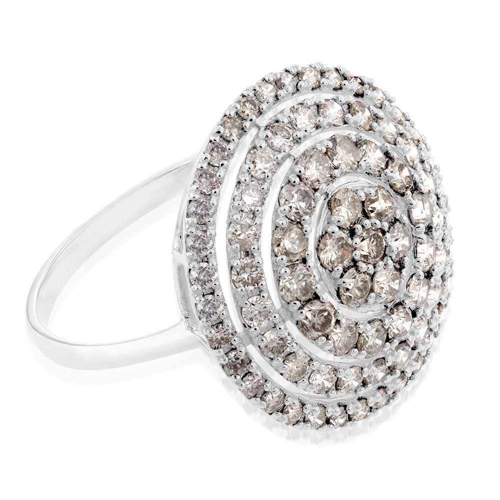 18ct White Gold 2 Carat Round Diamond Cluster Ring for Women - Elegant Wedding, Engagement & Anniversary Jewelry Gift