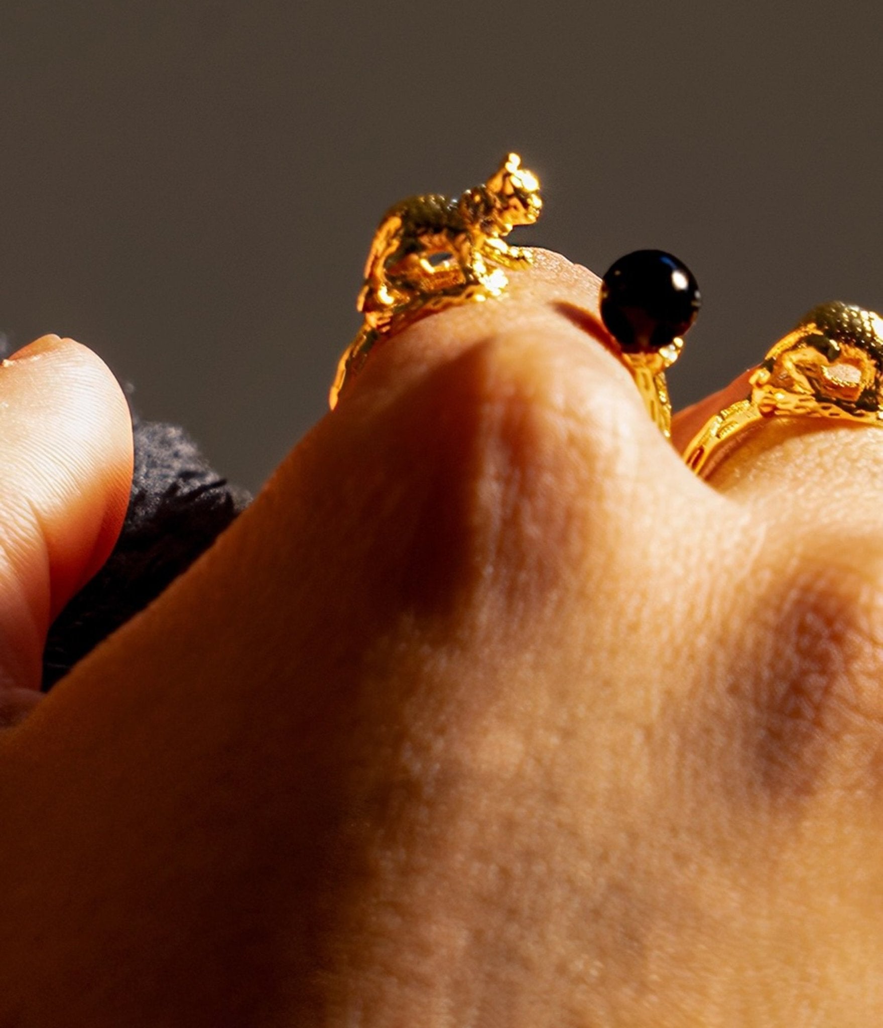 Onyx & Gold Cat's Cradle Ring - Elegant Stackable Statement Ring for Women | Perfect for Everyday Wear, Date Nights & Special Occasions