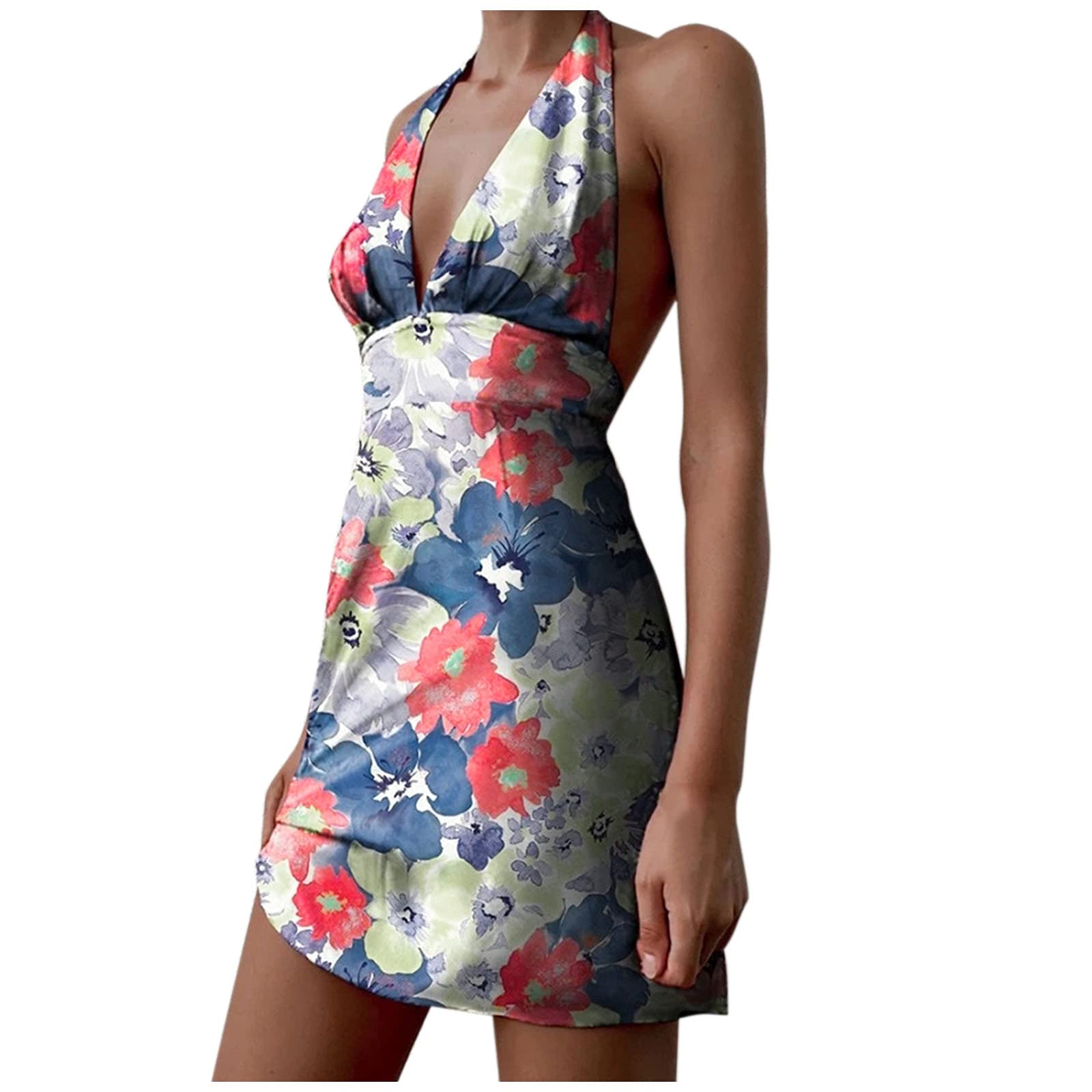 Sexy Floral Print Summer Dresses for Women - Backless Sleeveless Maxi & Mini Beach Evening Dress | Perfect for Beach Vacations, Date Nights & Spring Parties