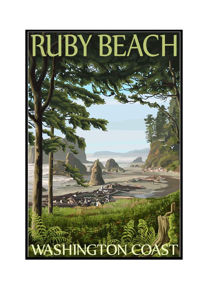 Ruby Beach Washington Coast - 16x24 Stretched Canvas Wall Art in Wooden Frame - Coastal Home Decor for Living Room, Bedroom & Office
