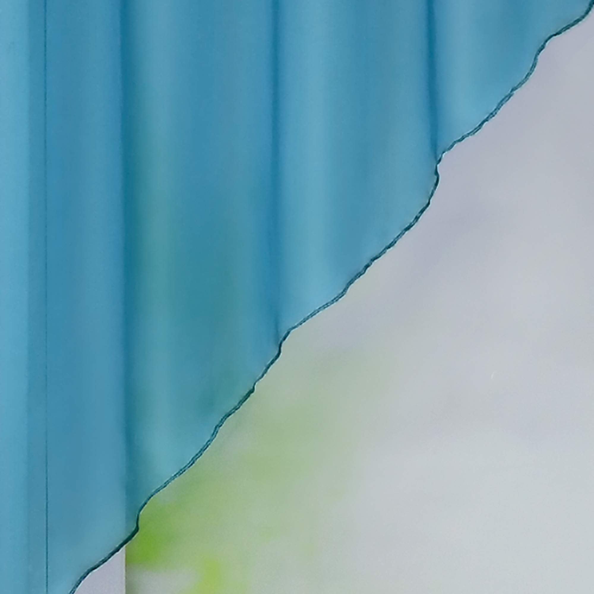 Sheer Voile Swag Curtains with Rod Pocket - Peacock Blue Window Valance (47x49 Inch, 2 Pack) - Elegant Kitchen & Living Room Curtains for Light Filtering & Privacy