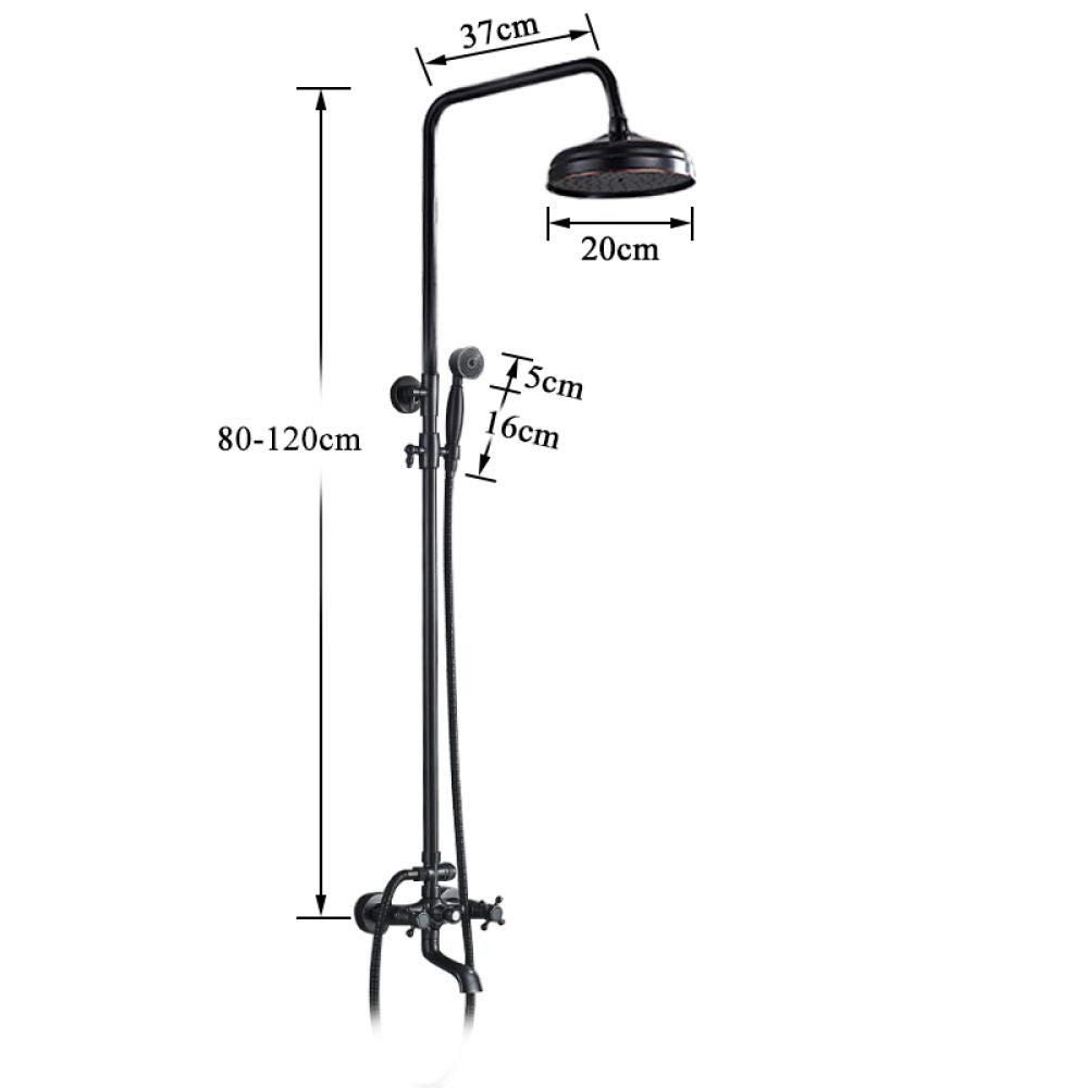 8 Inch Rainfall Shower Head Set - Brass Black Bronze Wall Mount Dual Handle Faucet Mixer Tap for Bathroom | Perfect for Modern Home Spa Experience & Water Saving