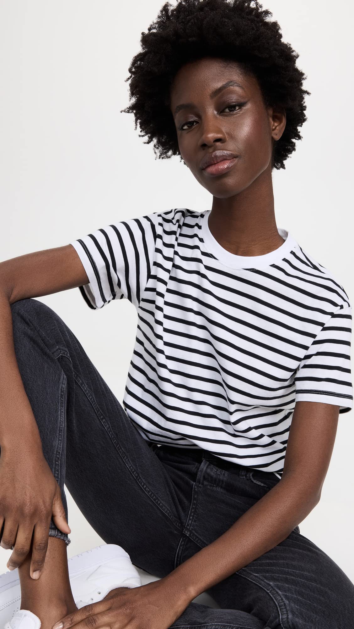 Women's Striped School Boy T-Shirt - Casual Vintage Style Top for School, Work & Everyday Wear