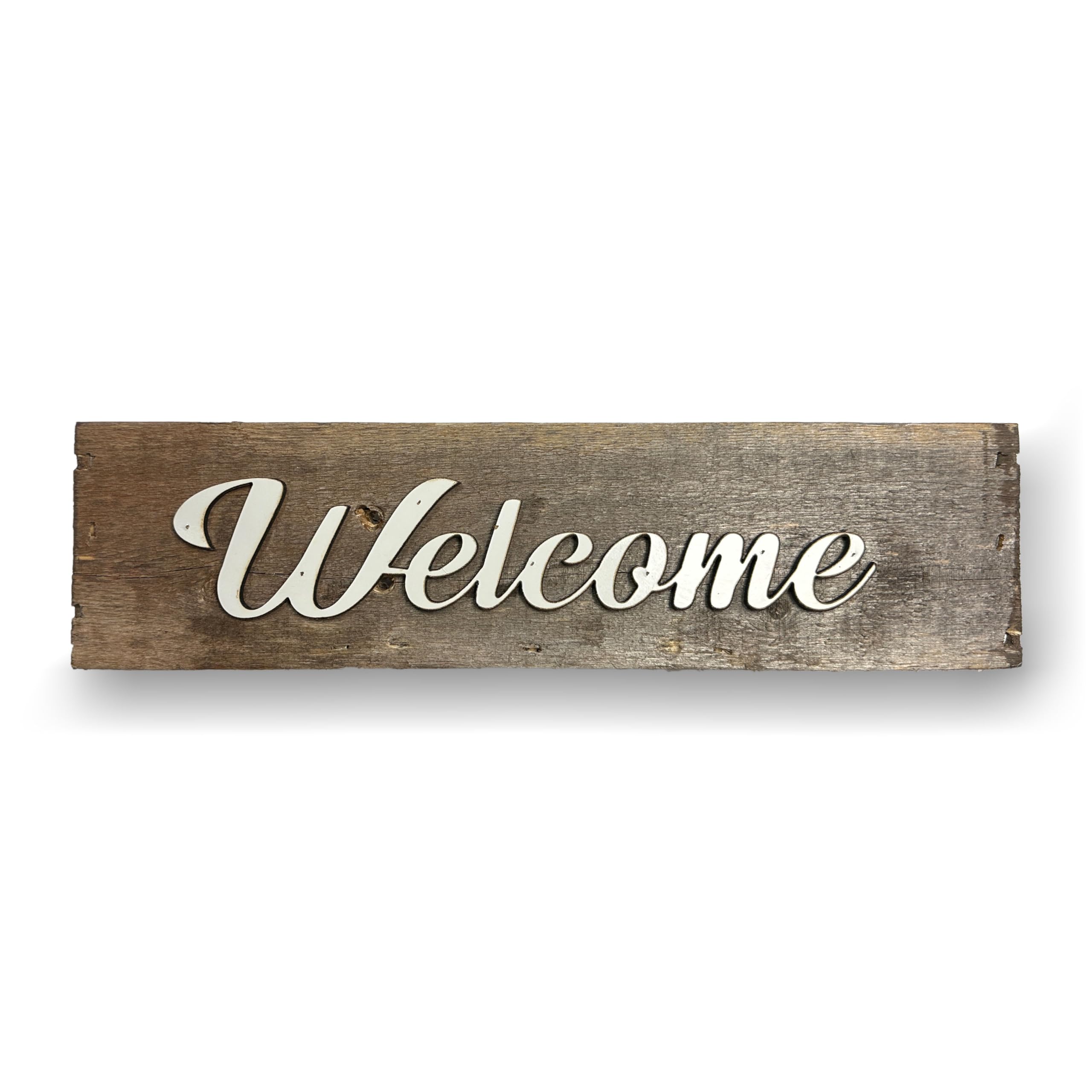 Handmade Rustic Wood Display Box for Weddings & Events | USA Crafted Table & Countertop Decor for Coffee, Mail, Wine | Perfect for Home, Office & Party Decorations (White Welcome Letters)