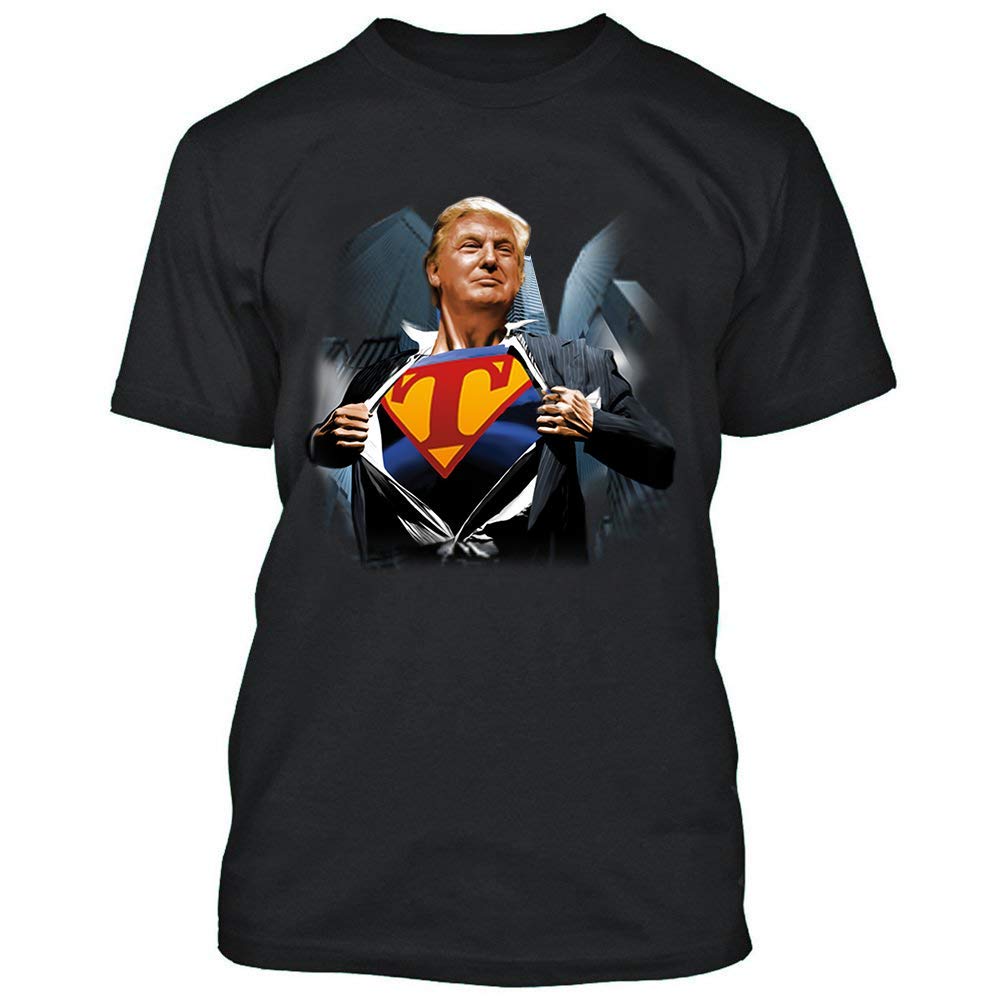 Donald Trump Superpower Pullover T-Shirt - Men's Crewneck Short Sleeve Political Election Shirt - Perfect for Campaign Rallies, Patriotic Events & Conservative Gatherings