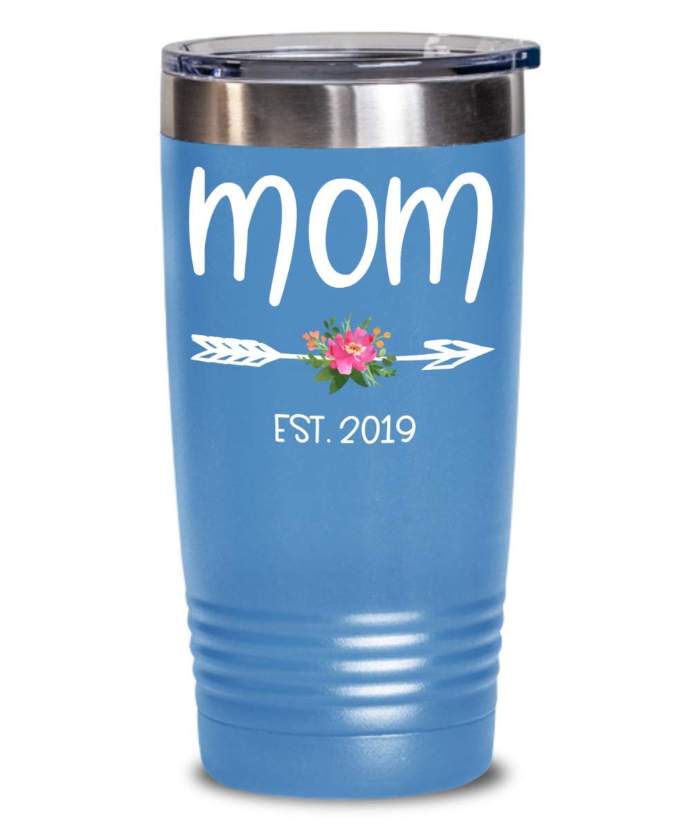 Mom Established 2019 Insulated Tumbler - Best New Mother Gift for Mother's Day, Birthday & Baby Shower - 20oz Stainless Steel Travel Mug for Women - Perfect for Nursing, Office & Outdoor Activities