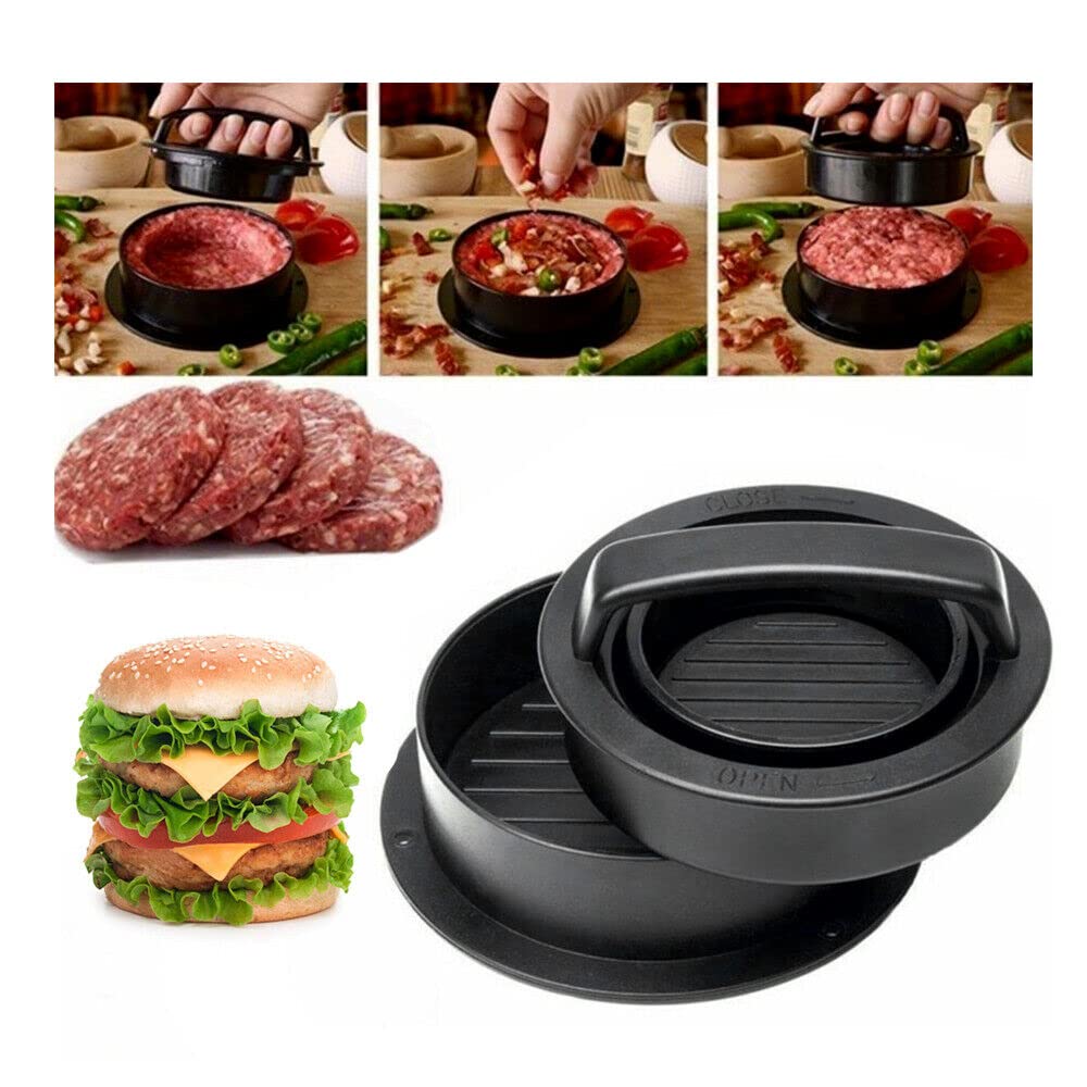 3-in-1 Non-Stick Hamburger Patty Maker - Stuffed Burger Press & Slider Mold for BBQ, Grilling & Home Cooking (1-Pack) - Perfect for Backyard Cookouts, Family Dinners & Meal Prep