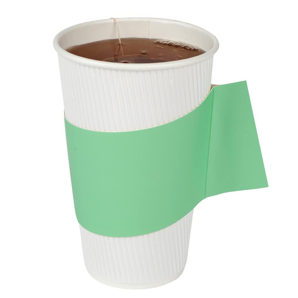 Disposable Hot Coffee Cup Sleeves with Handle - 1000 Pack Mint Green Paper Cup Jackets for 12oz, 16oz, 20oz Cups | Restaurantware for Coffee Shops, Cafes & Takeout Services (Cups Sold Separately)