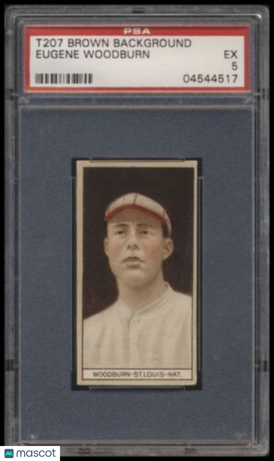Vintage 1912 T207 Brown Background Eugene Woodburn PSA 5 Broadleaf Back Baseball Card - Rare Collectible for Sports Memorabilia & Vintage Card Enthusiasts