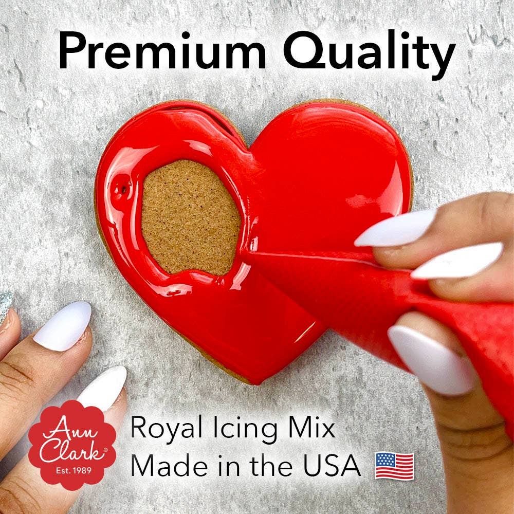 Ann Clark Instant Royal Icing Mix - Red (16 oz) | Ready-to-Use Cake Decorating Icing for Cookies, Cupcakes & Wedding Cakes | Fast Drying, No Mess Decorating Solution