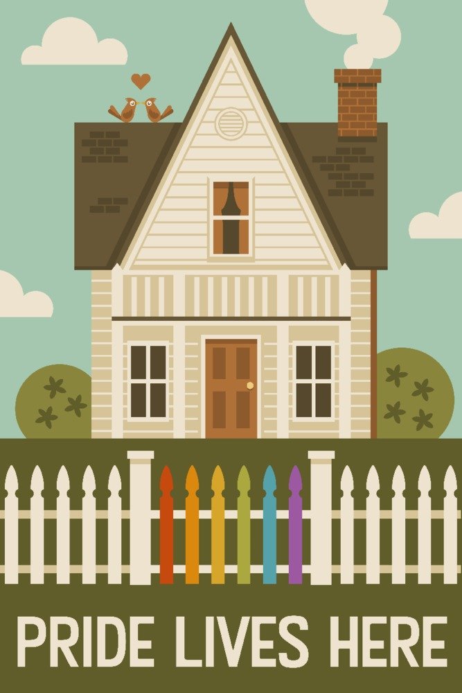 Gay Pride Poster - Pride Lives Here - 36x54 Inch Giclee Gallery Print - LGBTQ+ Wall Art Decor - Perfect for Bedroom, Living Room & Office Wall Decor