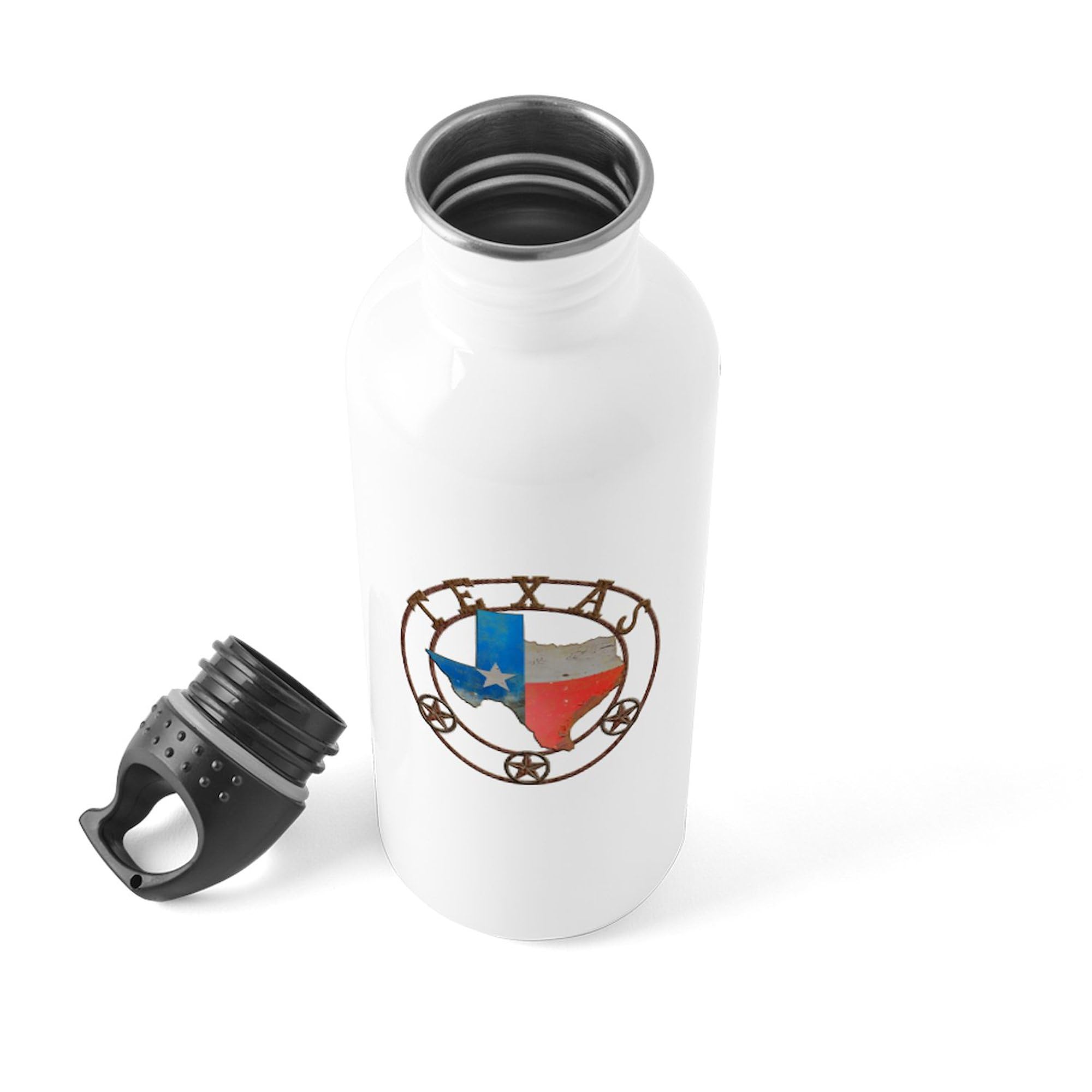 Texas Wrought Iron Barn Art Stainless Steel Water Bottle - 1.0L (34 oz) Insulated Thermos for Hiking, Camping & Outdoor Adventures - CafePress
