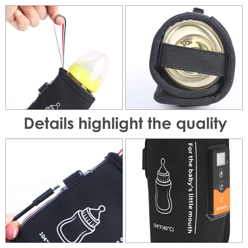Portable USB Bottle Warmer - Adjustable Temperature Smart Heating Bag for Baby Milk & Formula - Perfect for Travel, Home & On-the-Go Use