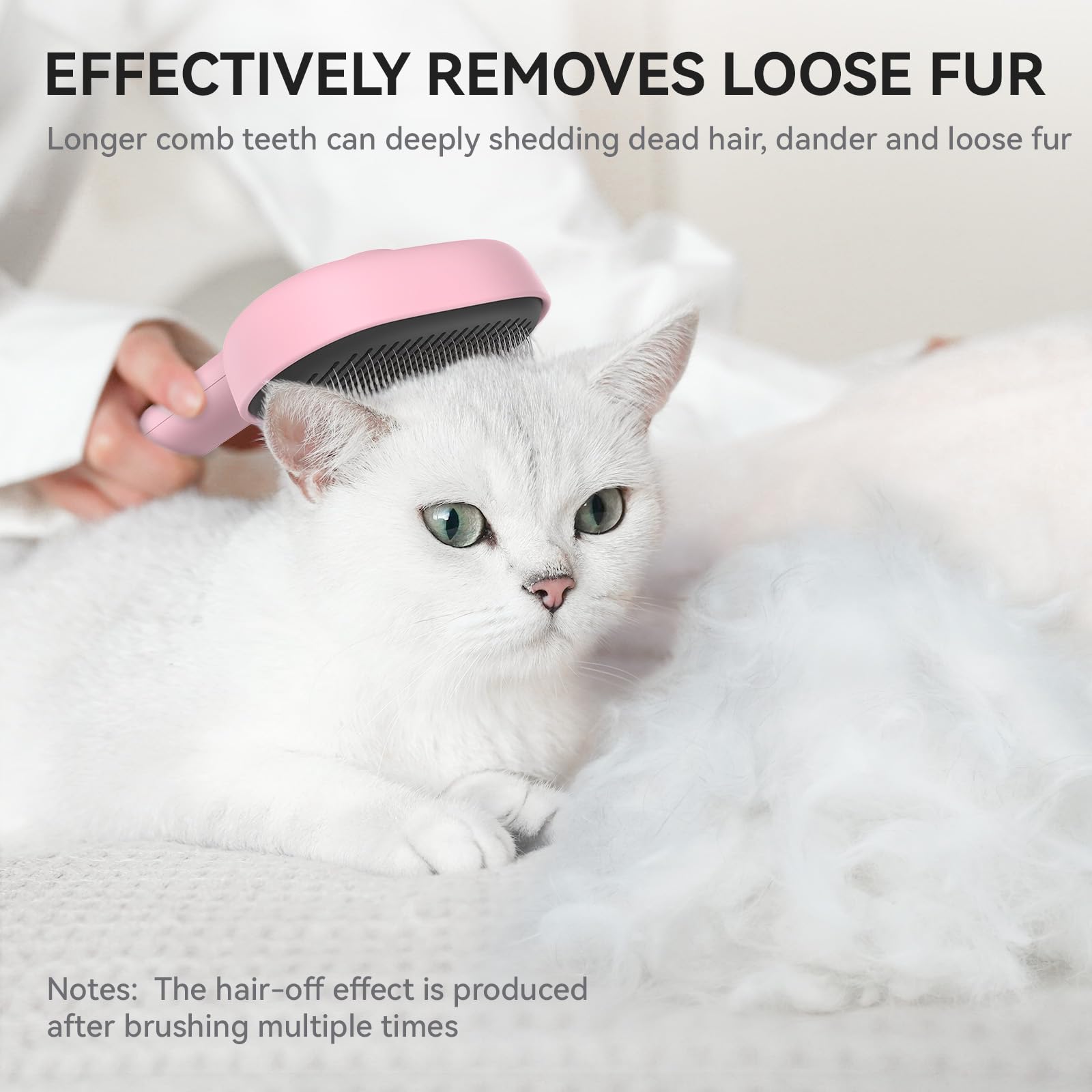 Aumuca Cat Brush for Shedding - Grooming Brush for Long & Short Haired Cats & Dogs - Deshedding Tool Removes Loose Fur - Massage Brush for Indoor Cats, Kittens & Horses - Perfect for Daily Grooming & Bonding Time (Pink)