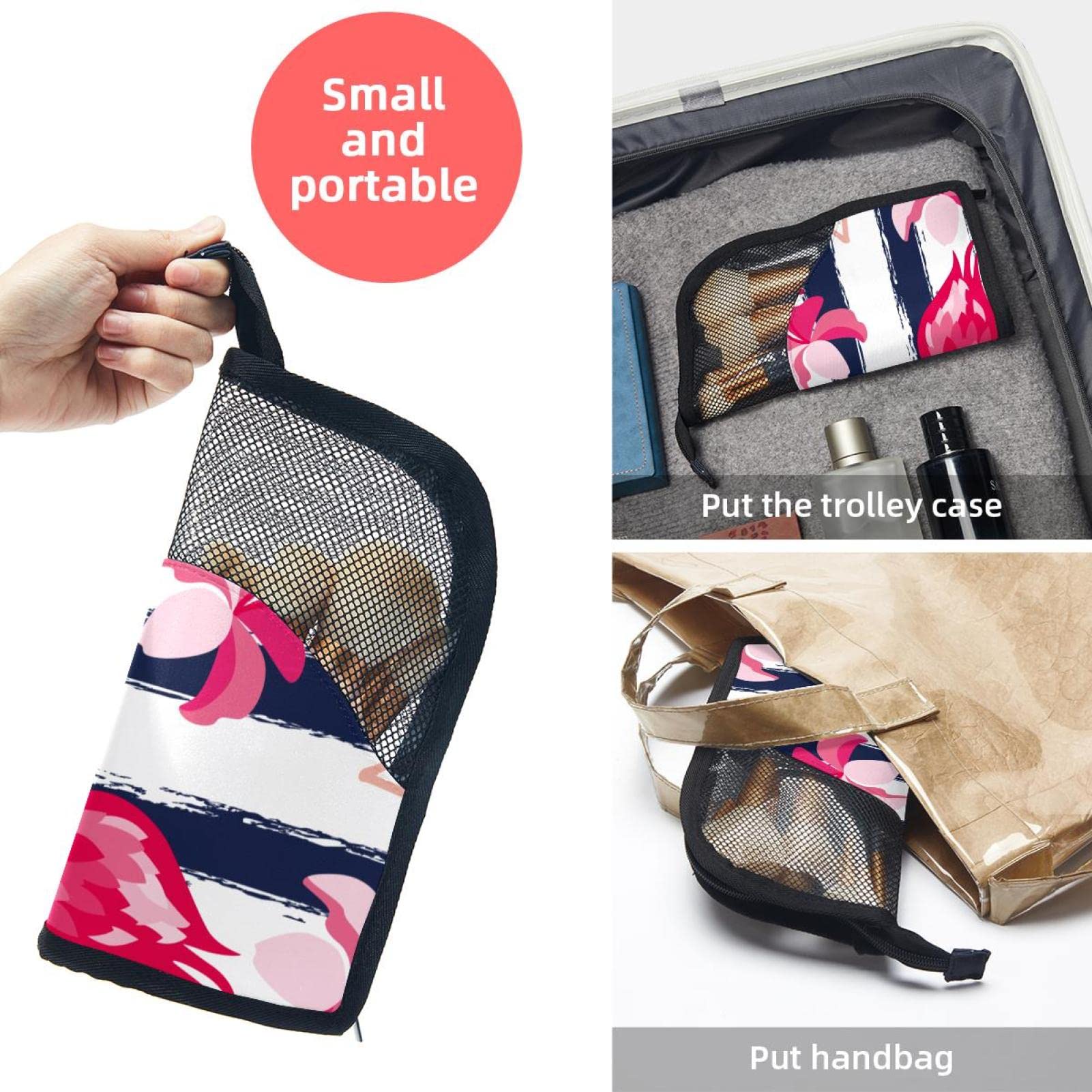 12-Piece Flamingo Stripes Pink Flowers Makeup Brush Organizer Bag - Portable Makeup Brush Holder Case for Travel & Home Storage | Perfect for Makeup Artists & Beauty Enthusiasts