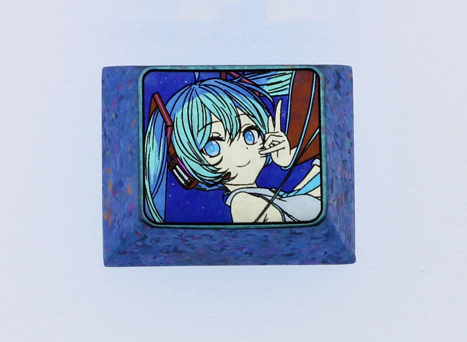 Hatsune Miku 1.25U Titanium Alloy Engraved Keycap for Mechanical Keyboard - Anime Themed Custom Keycap for Gaming & Typing Enthusiasts