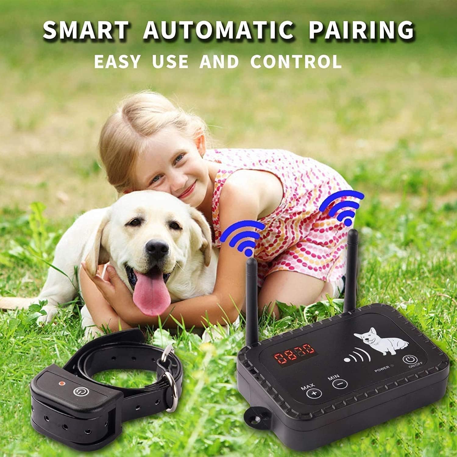 **Wireless Dog Fence Electric Pet Containment System – Safe & Harmless, Adjustable Range up to 990ft, Rechargeable Waterproof Collar – Ideal for Backyards, Gardens & Large Outdoor Spaces**