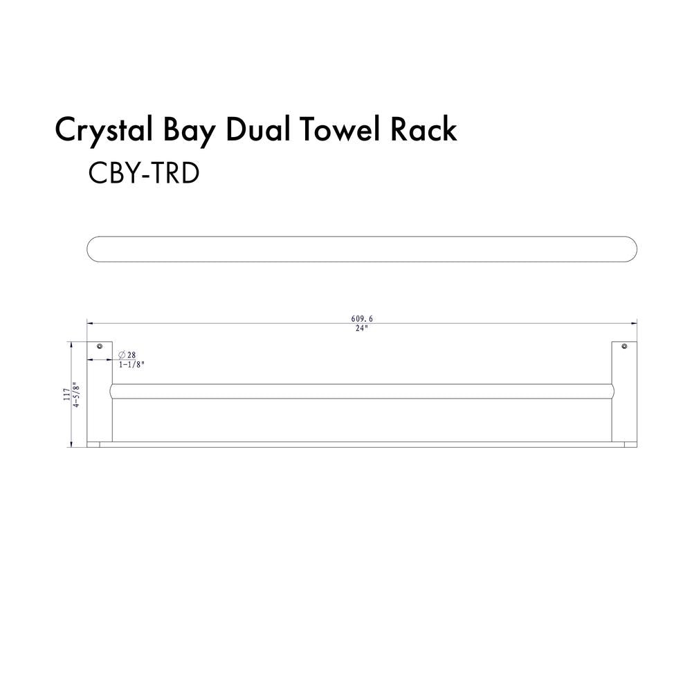 ZLINE Crystal Bay Double Towel Rail in Gun Metal - Premium Bathroom Towel Holder for Modern Homes - Perfect for Bathrooms, Spas, and Luxury Resorts