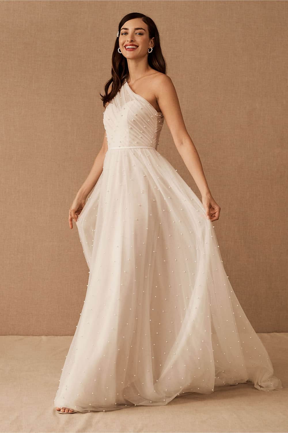 Hayley Paige Pearl Gown - Elegant Beaded Wedding Dress with Lace Appliques | Perfect for Bridal Gowns, Formal Evening Wear & Special Occasions