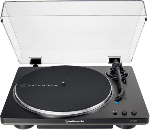 Audio Technica AT LP70X BG Fully Automatic Belt Drive Turntable - Black/Grey | Vintage Vinyl Record Player with Built-in Speakers, USB Recording | Perfect for Home Entertainment, DJing & Music Enthusiasts