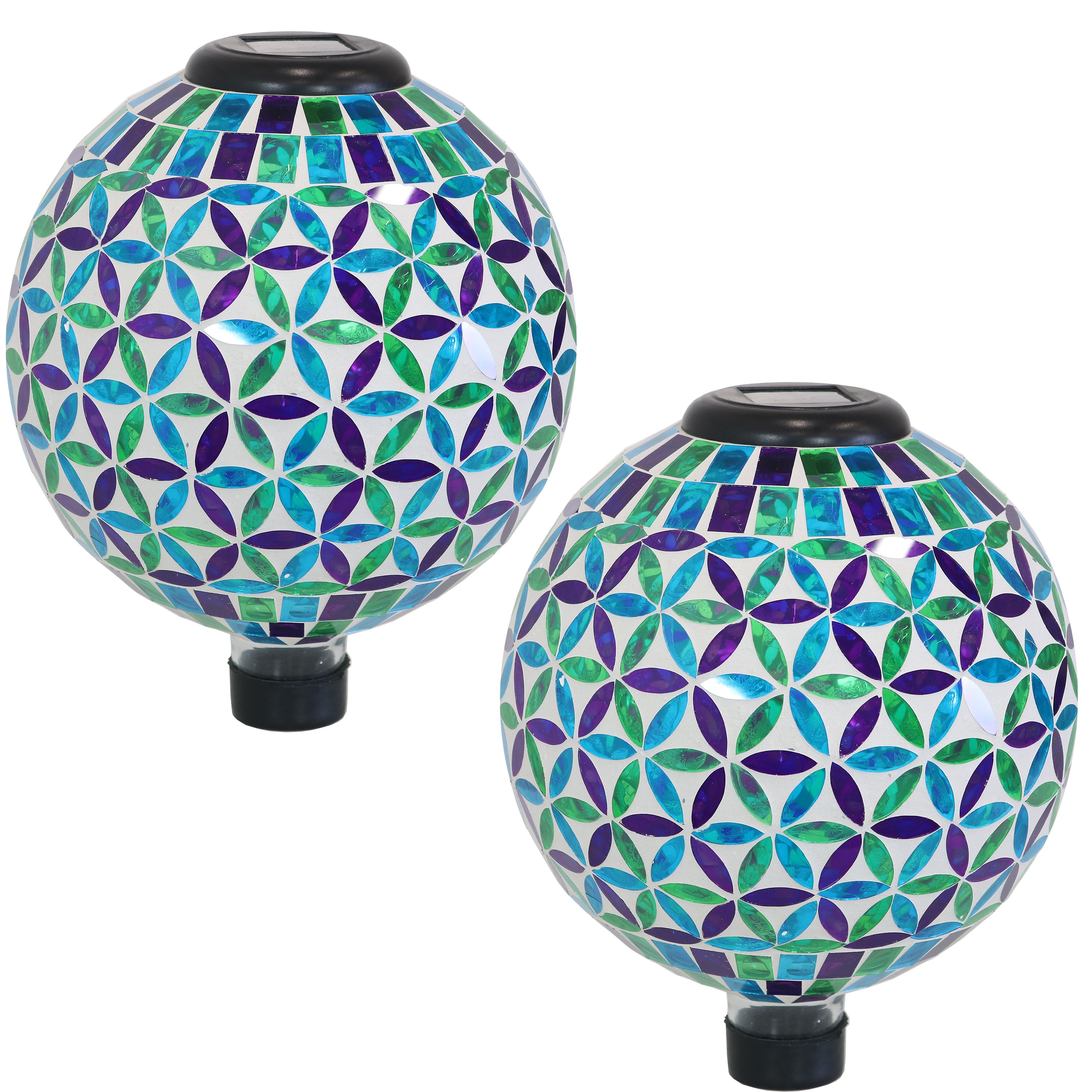 Sunnydaze 10-Inch Glass Mosaic Solar Garden Gazing Globe - Decorative Outdoor Sphere for Garden, Patio, Yard & Landscape Decor | Solar-Powered Light for Nighttime Ambiance