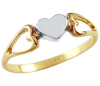 Sonia Jewels 14k Yellow & White Gold Two-Tone Heart Love Ring for Women - Perfect for Valentine's Day, Anniversary & Romantic Gifts