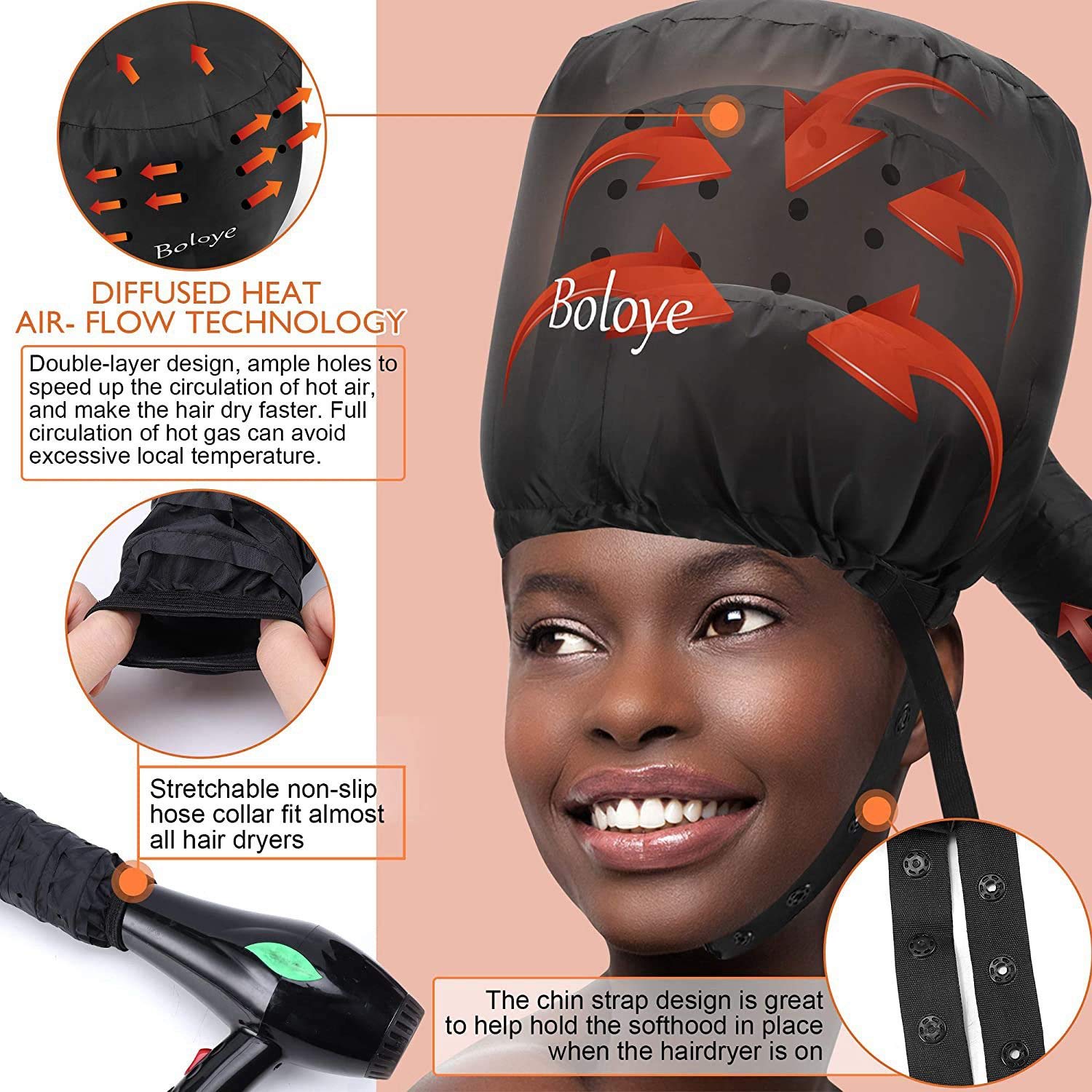Professional Hair Dryer Cap for Dry & Damaged Hair - Home & Salon Use, Oil Treatment & Perm Steamer Hat - Perfect for Deep Conditioning, Hair Care & Styling at Home or Barbershop