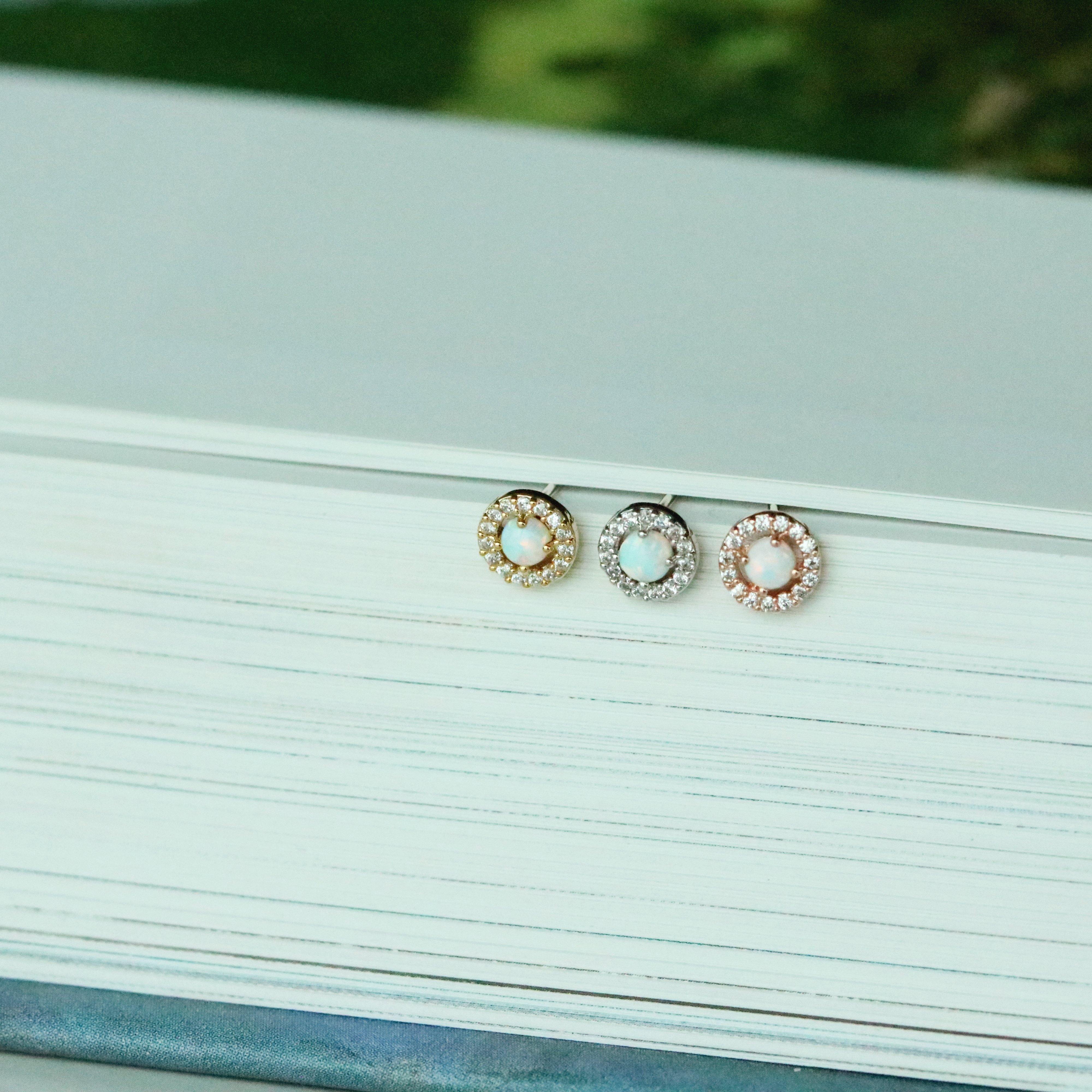 Opal Cubic Stud Earrings for Women - Elegant Simulated Opal Jewelry Set - Perfect for Weddings, Parties & Everyday Wear