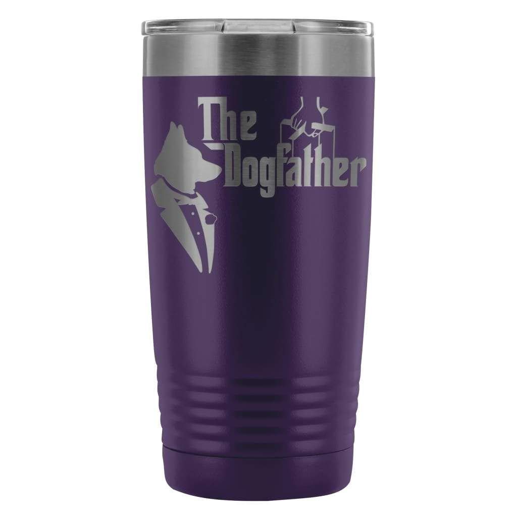 ODDITEES Funny Dog Tumbler - The Dog Father Laser Etched 20oz Stainless Steel Insulated Cup (Purple) - Perfect for Coffee, Tea & Cold Drinks at Home, Office or Travel