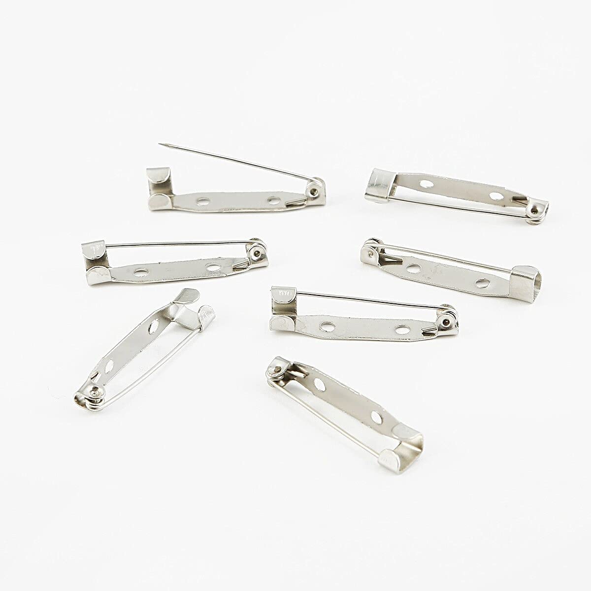 JND Brooch Clip Base Pins - 50pc Silver Medium Safety Pins for DIY Jewelry Making, Brooch Settings & Craft Supplies | Perfect for DIY Necklaces, Pendants & Accessories