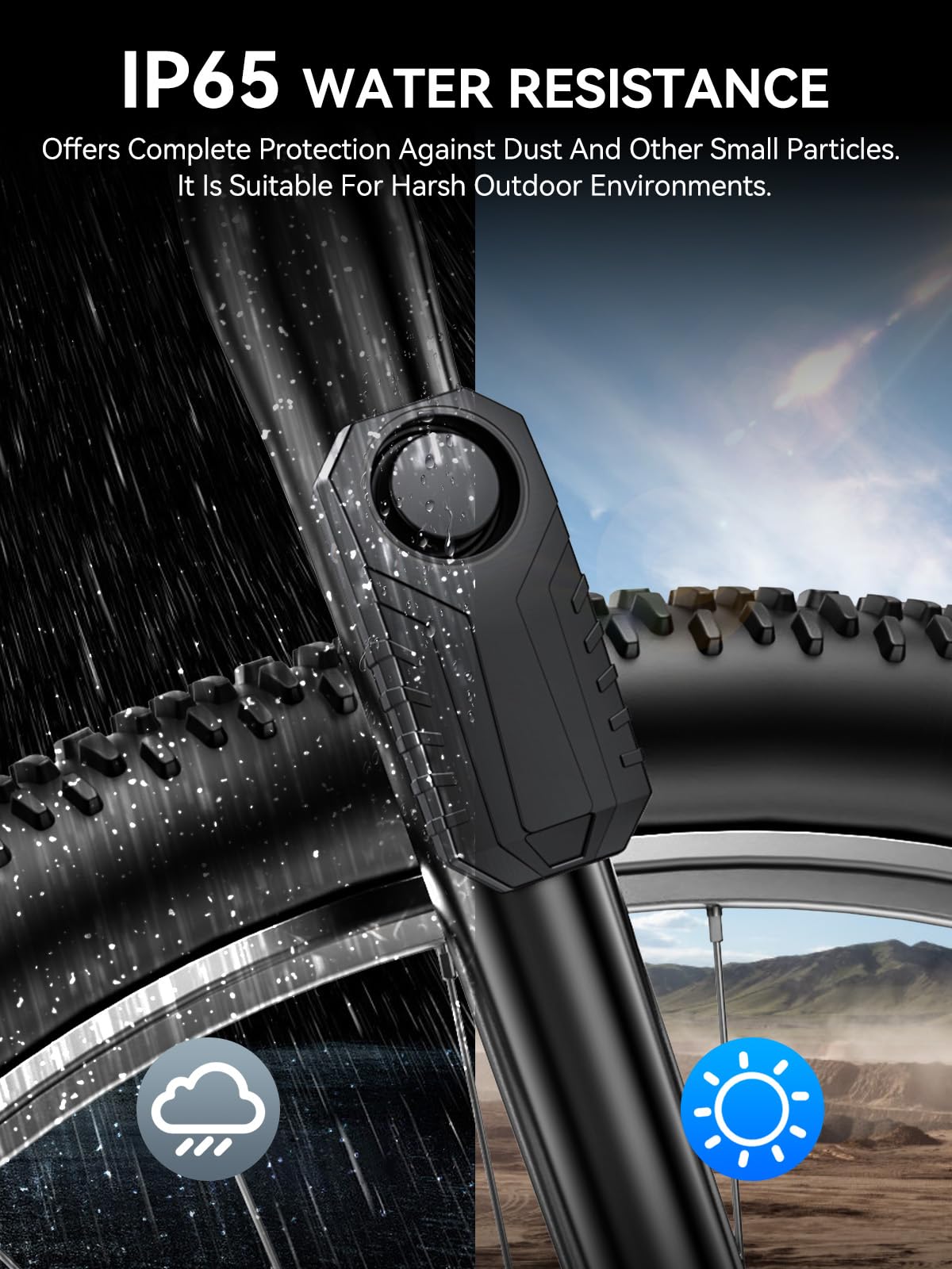 Onvian Upgraded Rechargeable Bike Alarm - Wireless Vibration Motion Sensor Anti-Theft Alarm with Remote | IP65 Waterproof Motorcycle Security System | Perfect for Ebikes, Bicycles, Scooters & Cars | Ideal for Urban Commuting, Parking Security & Outdoor Adventures
