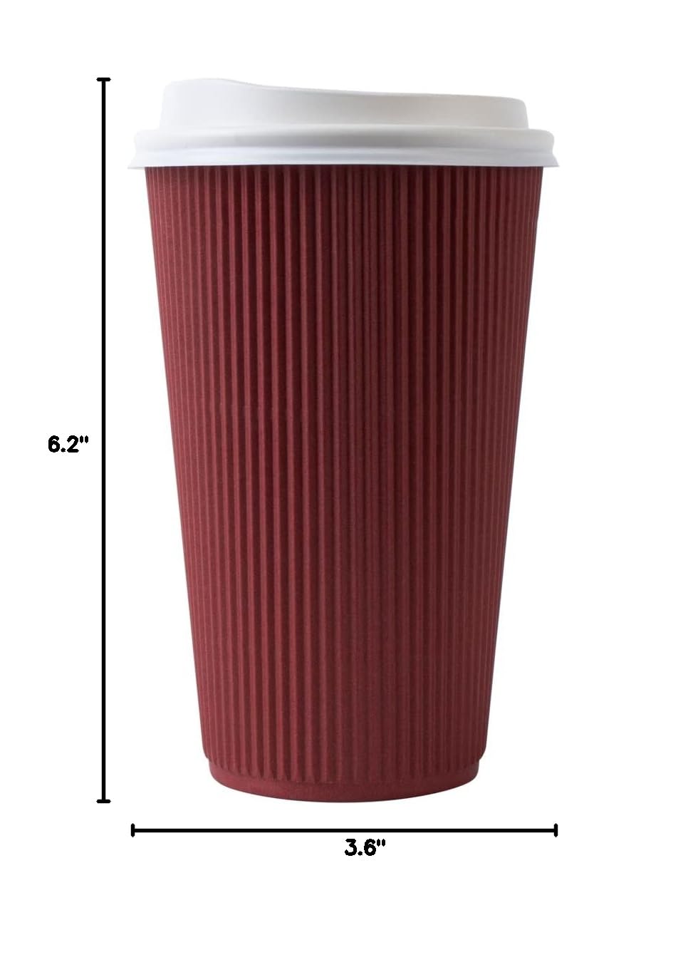 **Restaurantware 16oz Insulated Coffee Cups with Lids (200 Pack) – Leakproof, Non-Slip, Crimson Disposable Paper Cups for Hot Beverages – Perfect for Coffee, Tea, Hot Cocoa & Lattes – Ideal for Cafés, Offices & Events**