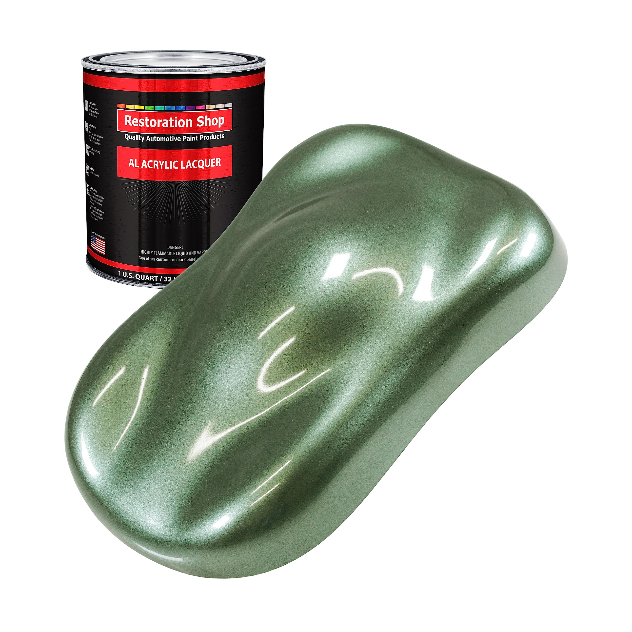 Restoration Shop - Fern Green Metallic Acrylic Lacquer Auto Paint (1 Quart) - Professional Gloss Finish for Cars, Trucks, Motorcycles, Guitars & Furniture - Ideal for DIY Auto Restoration & Custom Paint Projects