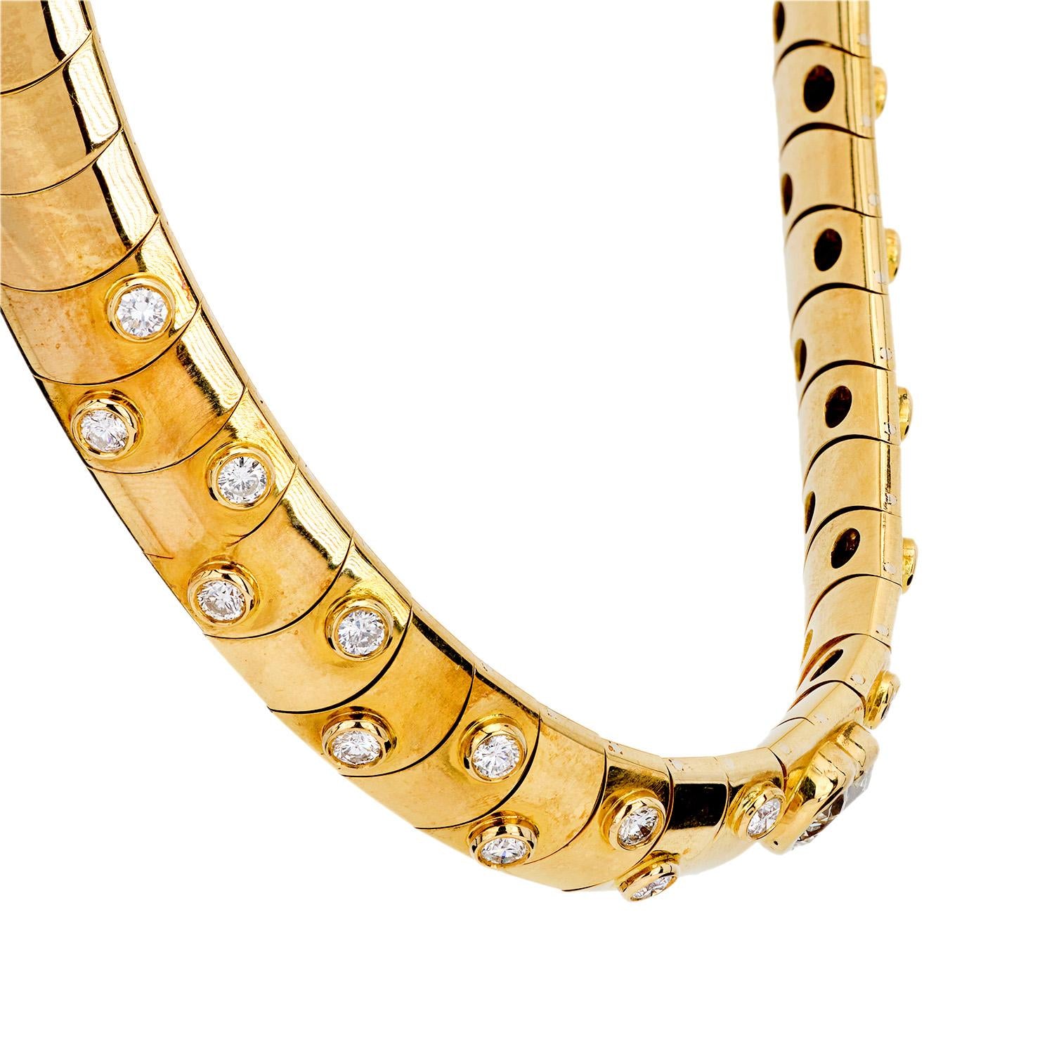 Vintage 18k Gold Diamond Collar Necklace for Women - Elegant Luxury Jewelry Gift for Anniversary, Wedding & Special Occasions