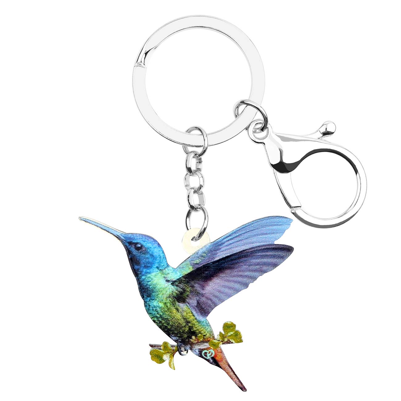 BONSNY Acrylic Blue Hummingbird Keychain - Elegant Handbag Charm for Women, Unique Car Purse Accessory & Gift Idea - Perfect for Birthday, Anniversary and Travel Souvenirs