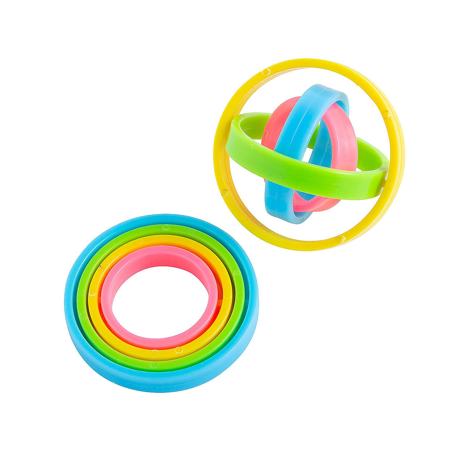 Fun Express Whirly Rings Fidget Widget Toys - 12 Pack Sensory Stress Relief Toys for Kids & Adults - Perfect for Anxiety Relief, ADHD, Focus & Classroom Use