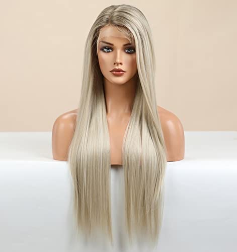 Platinum Blonde Ombre Lace Front Wig - Natural Looking Human Hair Wig for Women | Perfect for Cosplay, Parties & Daily Wear