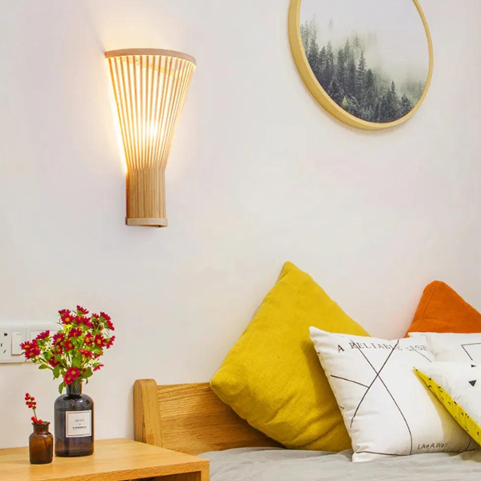 Elegant Vertical Slender Rattan Wall Lamp - Boho Chic Home Decor Lighting for Living Room, Bedroom & Dining Area - Perfect for Creating Cozy Ambiance