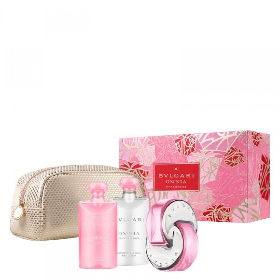 Bvlgari Omnia Pink Sapphire Eau de Toilette 2.2oz + Body Lotion 2.5oz + Shower Gel 2.5oz Gift Set for Women - Perfect for Valentine's Day, Anniversary & Birthday Gifts